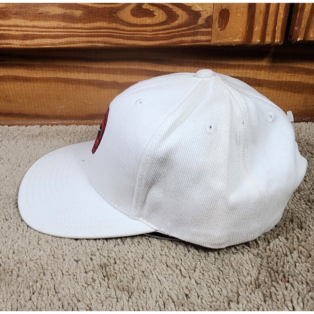 Vintage Nike Snapback Hat Center Swoosh Basketball Logo White 6 Panel 90s - Picture 3 of 8